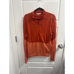 Icebreaker 200 Realfleece Merino Wool Quarter Zip Pullover Men Large Orange Base